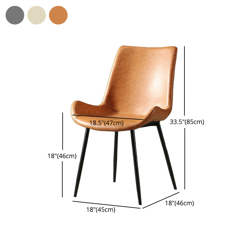 Industrial Design Faux Leather Side Chair Solid Back Chair for Home