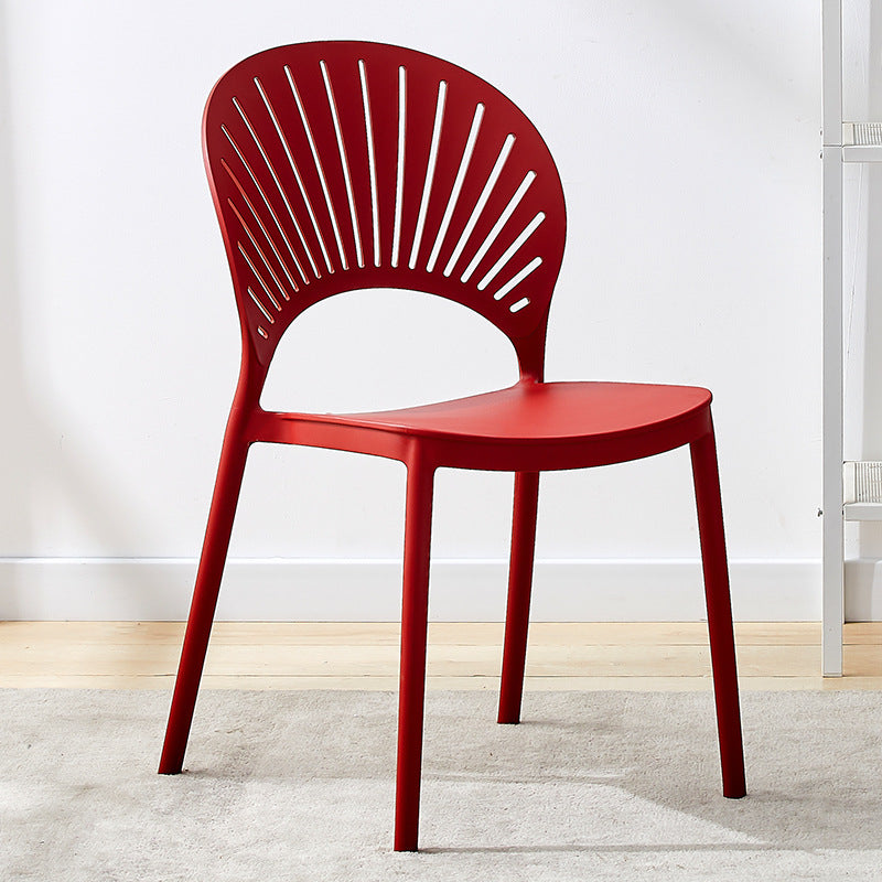 Contemporary Open Stacking Side Chair Matte Finish Plastic Dining Chair