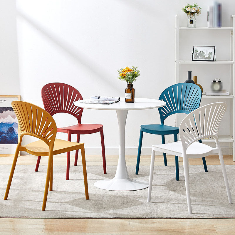 Contemporary Open Stacking Side Chair Matte Finish Plastic Dining Chair