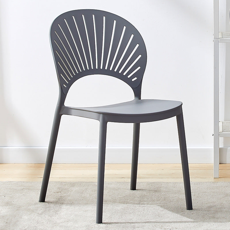 Contemporary Open Stacking Side Chair Matte Finish Plastic Dining Chair