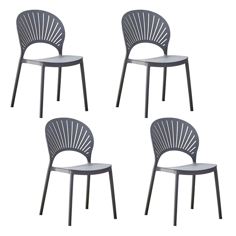 Contemporary Open Stacking Side Chair Matte Finish Plastic Dining Chair