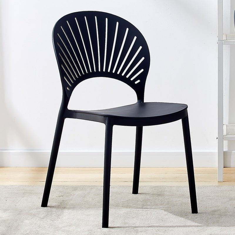 Contemporary Open Stacking Side Chair Matte Finish Plastic Dining Chair