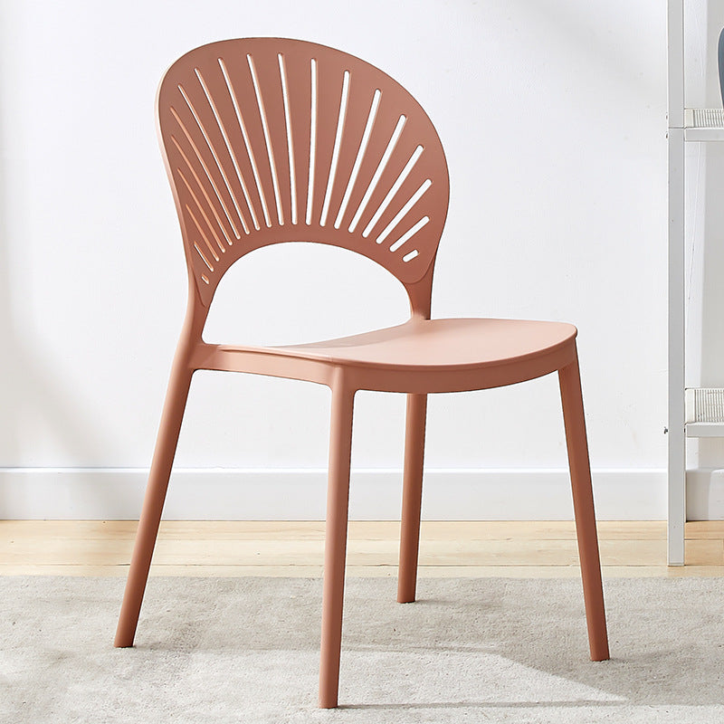 Contemporary Open Stacking Side Chair Matte Finish Plastic Dining Chair