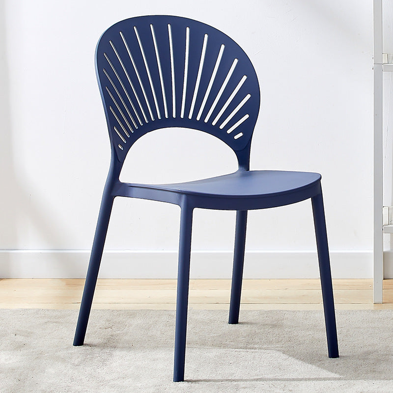 Contemporary Open Stacking Side Chair Matte Finish Plastic Dining Chair