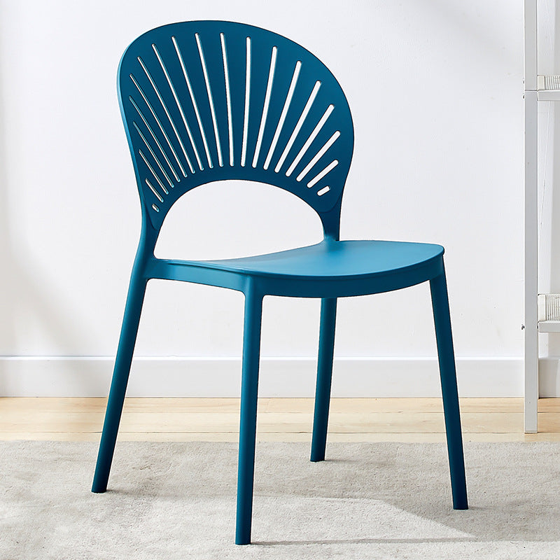 Contemporary Open Stacking Side Chair Matte Finish Plastic Dining Chair