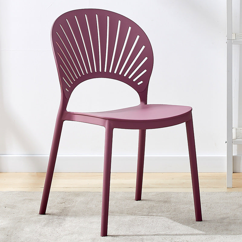 Contemporary Open Stacking Side Chair Matte Finish Plastic Dining Chair