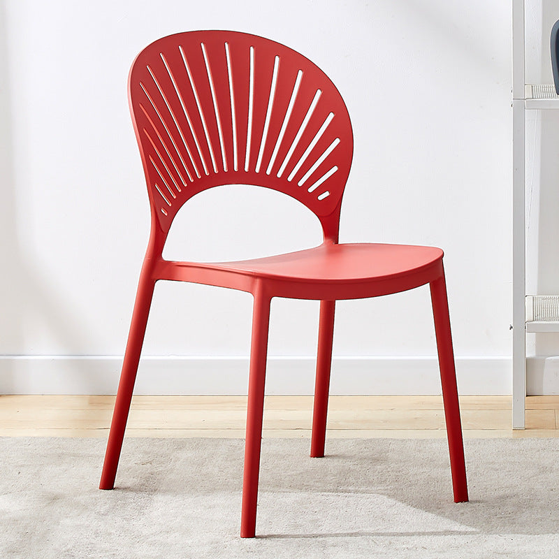 Contemporary Open Stacking Side Chair Matte Finish Plastic Dining Chair