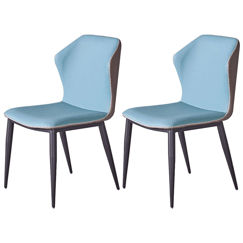 Contemporary Dining Wingback Side Chairs Armless Chair with Metal Legs for Kitchen