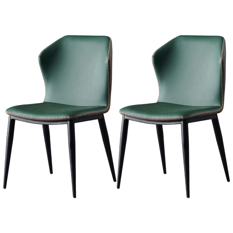 Contemporary Dining Wingback Side Chairs Armless Chair with Metal Legs for Kitchen