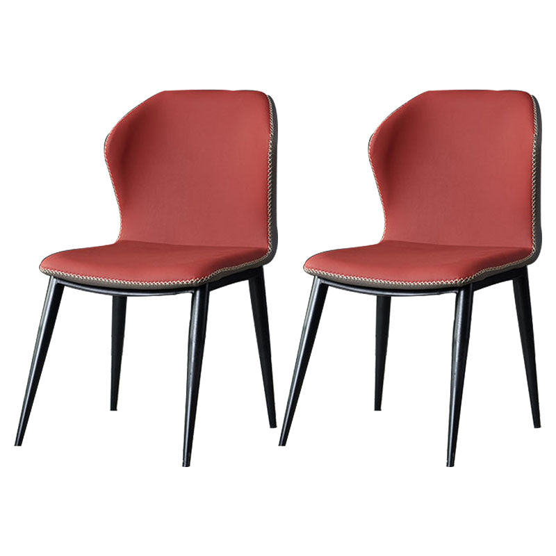 Contemporary Dining Wingback Side Chairs Armless Chair with Metal Legs for Kitchen