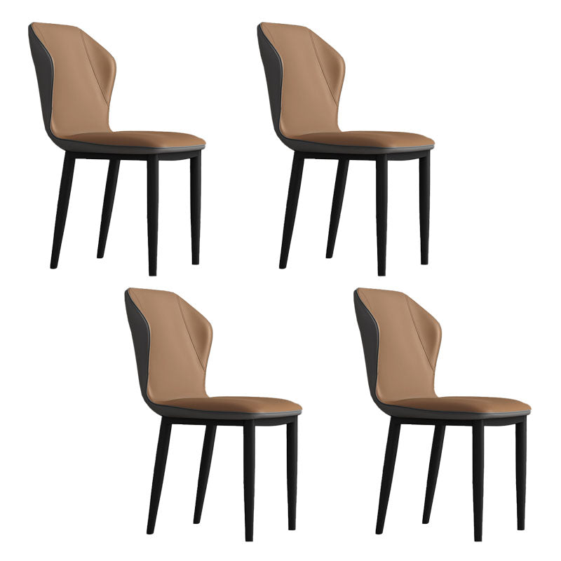 Contemporary Upholstered Wingback Side Chair Matte Finish Home Dining Chair