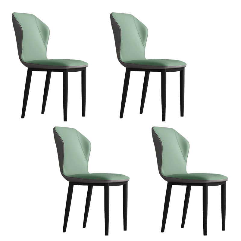 Contemporary Upholstered Wingback Side Chair Matte Finish Home Dining Chair