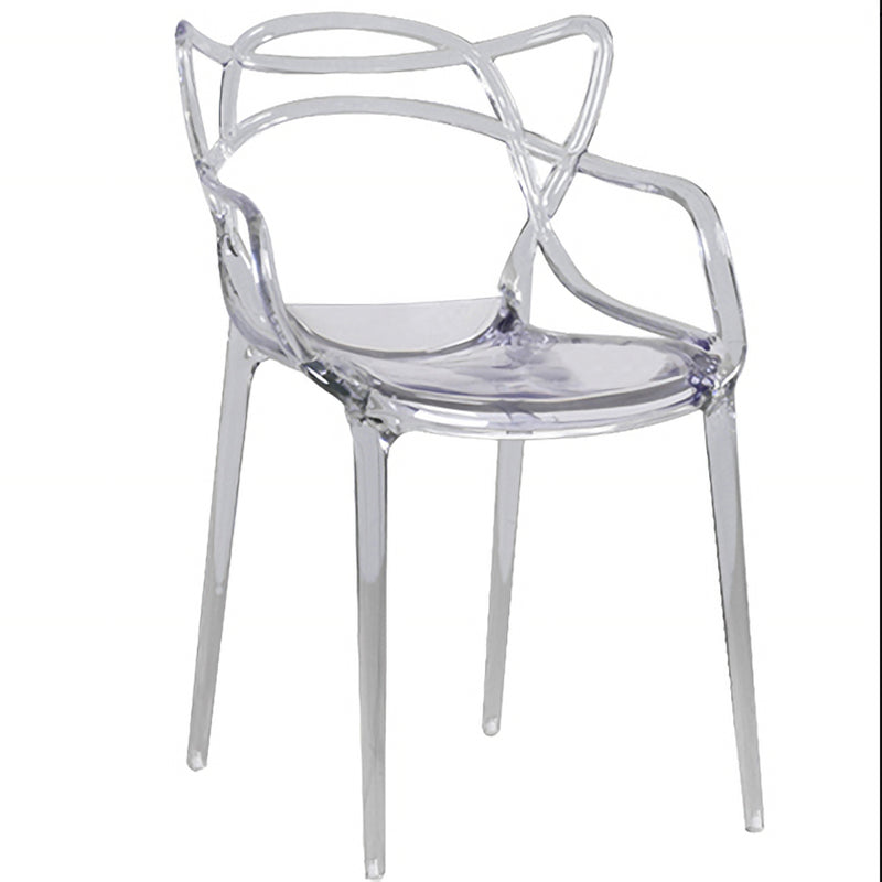 Scandinavian Design Open Back Arm Dining Chairs Plastic Side Chair