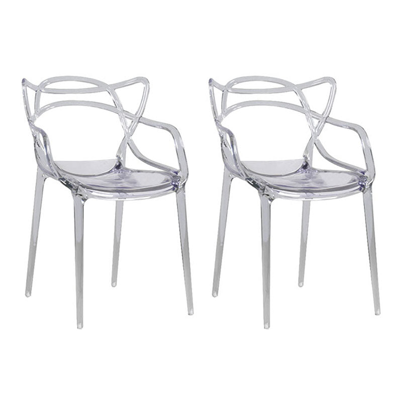 Scandinavian Design Open Back Arm Dining Chairs Plastic Side Chair