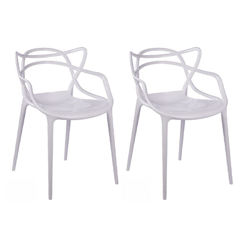 Scandinavian Design Open Back Arm Dining Chairs Plastic Side Chair