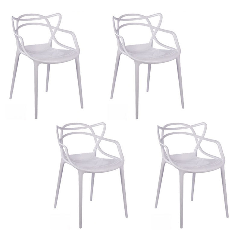 Scandinavian Design Open Back Arm Dining Chairs Plastic Side Chair