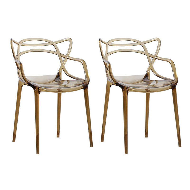 Scandinavian Design Open Back Arm Dining Chairs Plastic Side Chair