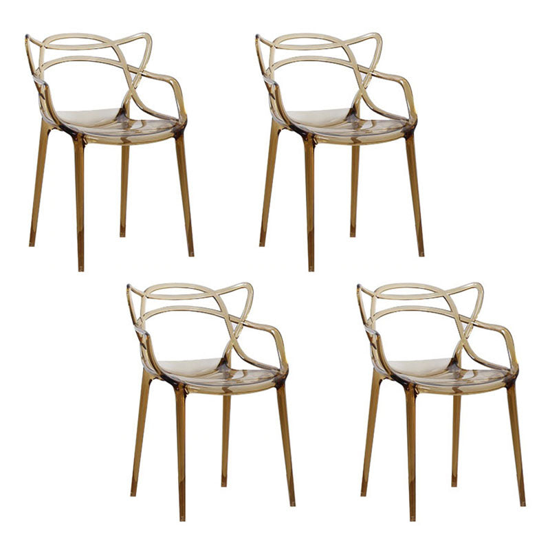 Scandinavian Design Open Back Arm Dining Chairs Plastic Side Chair