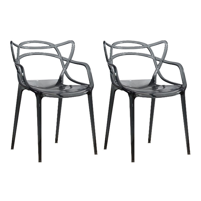 Scandinavian Design Open Back Arm Dining Chairs Plastic Side Chair