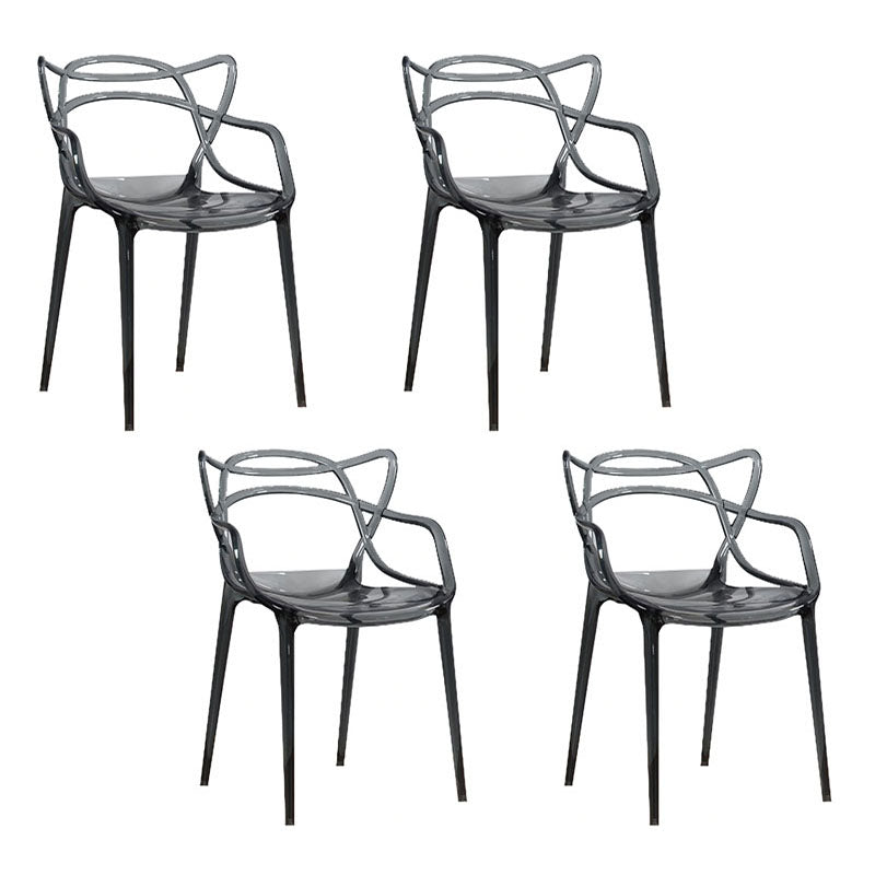 Scandinavian Design Open Back Arm Dining Chairs Plastic Side Chair