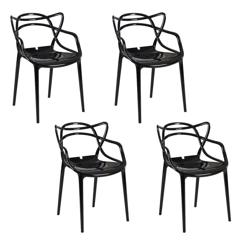 Scandinavian Design Open Back Arm Dining Chairs Plastic Side Chair