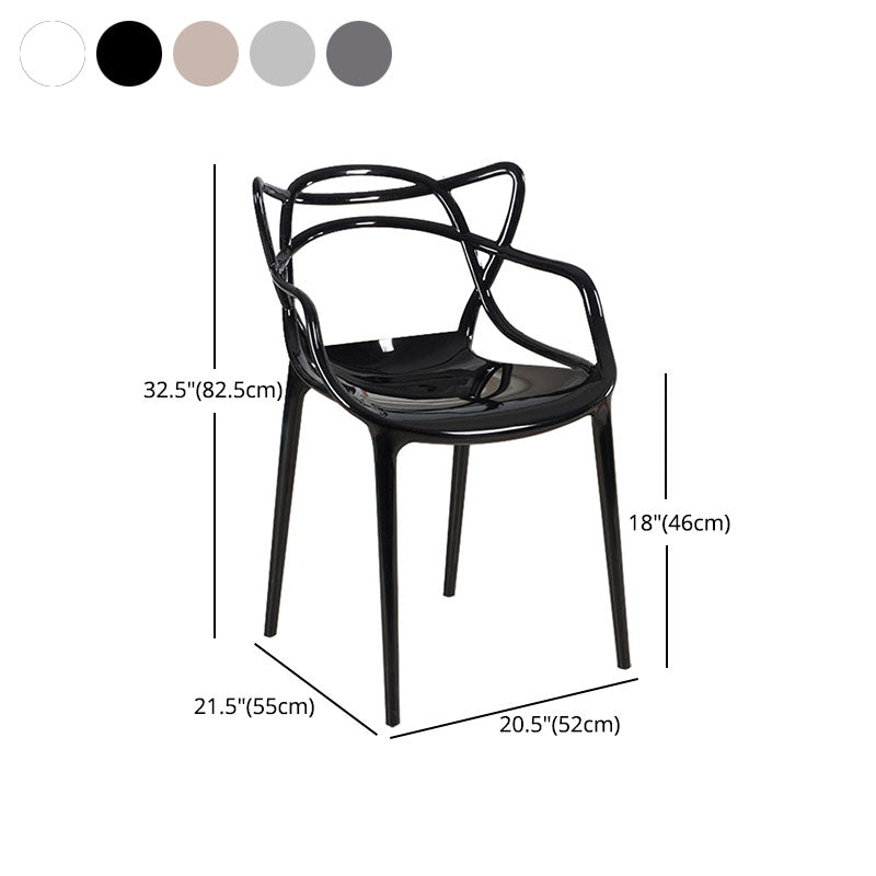 Scandinavian Design Open Back Arm Dining Chairs Plastic Side Chair