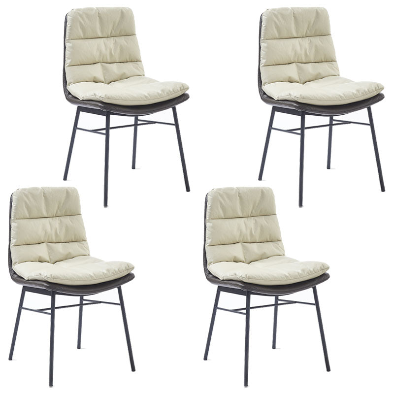 Contemporary Dining Chair Armless Chairs with Metal Legs for Kitchen