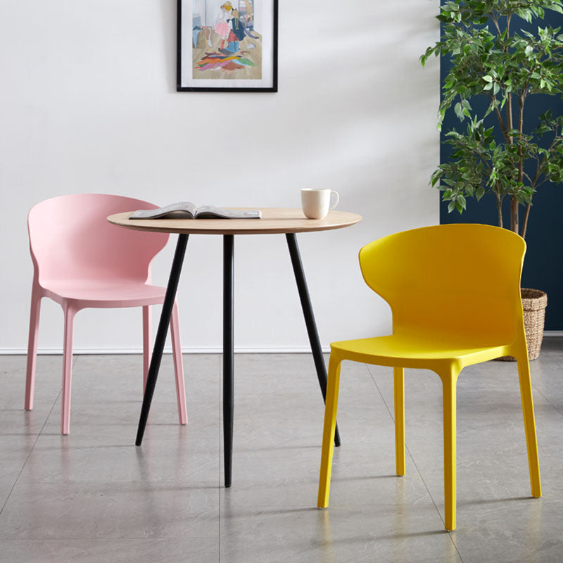 Scandinavian Plastic Dining Armless Chair Wingback Side Chair