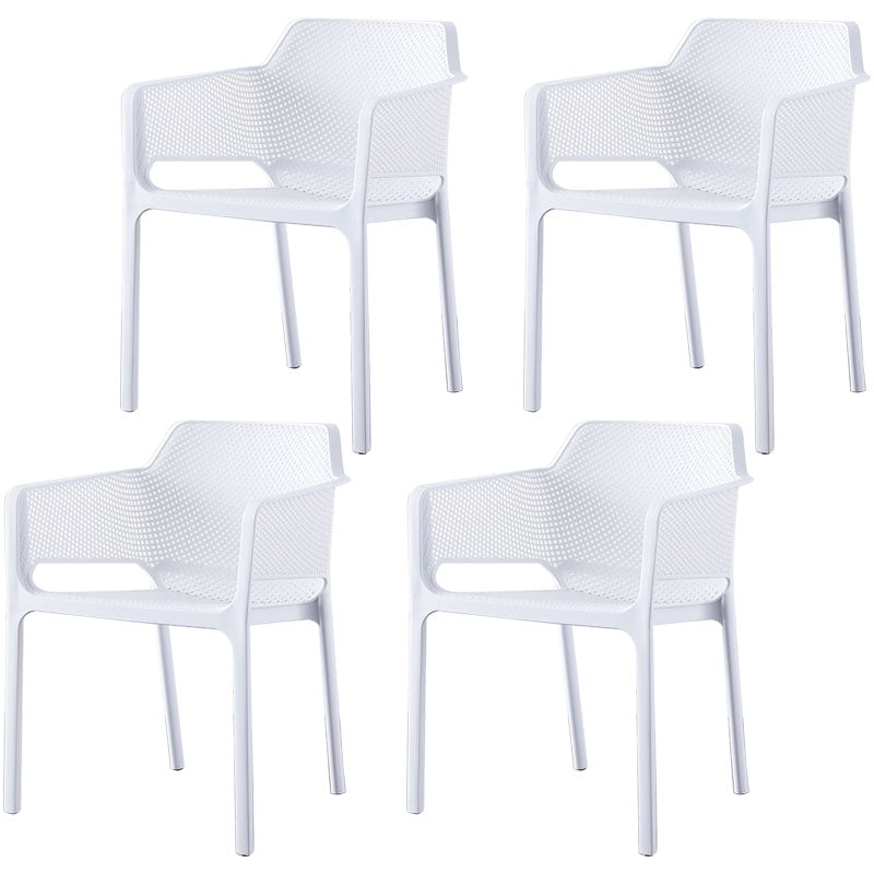 Scandinavian Plastic Kitchen Dining Room Arm Chair Solid Back Chair