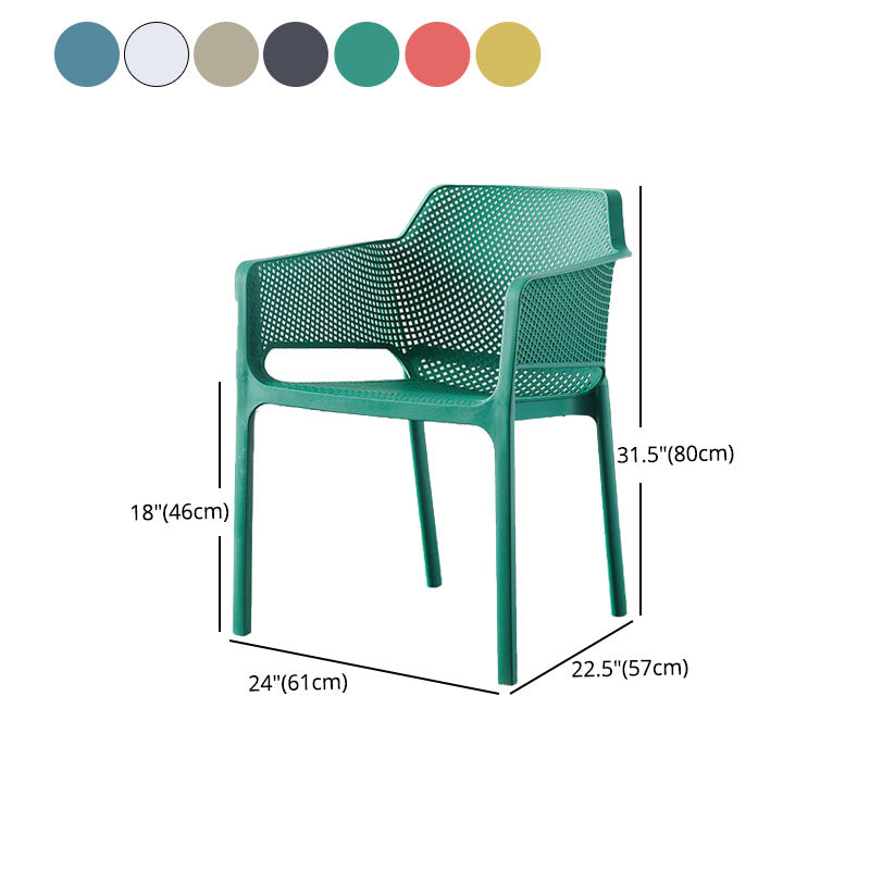 Scandinavian Plastic Kitchen Dining Room Arm Chair Solid Back Chair