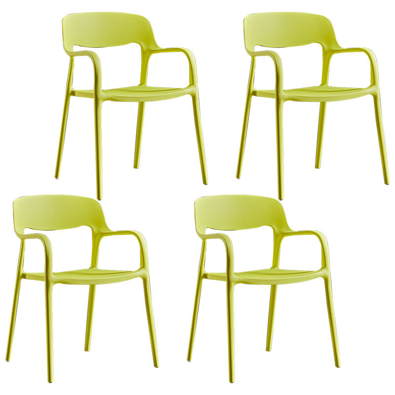 Modern Stackable Chair Dining Arm Open Back Chairs with Plastic Legs for Kitchen