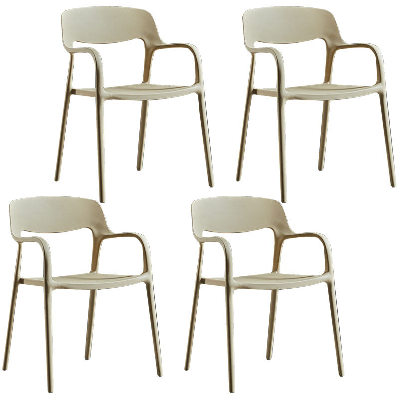 Modern Stackable Chair Dining Arm Open Back Chairs with Plastic Legs for Kitchen