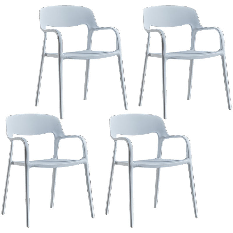 Modern Stackable Chair Dining Arm Open Back Chairs with Plastic Legs for Kitchen