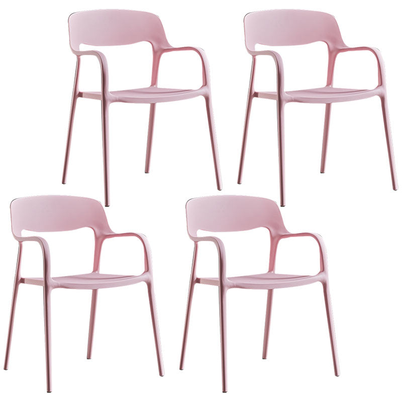 Modern Stackable Chair Dining Arm Open Back Chairs with Plastic Legs for Kitchen