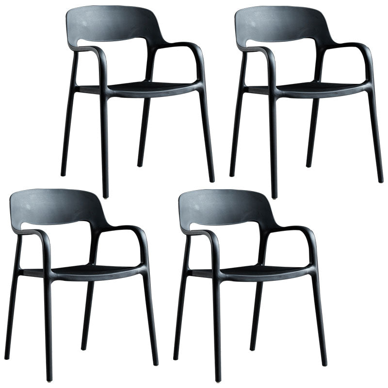 Modern Stackable Chair Dining Arm Open Back Chairs with Plastic Legs for Kitchen