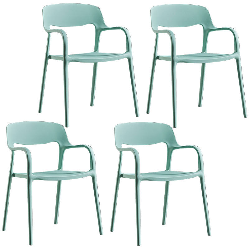 Modern Stackable Chair Dining Arm Open Back Chairs with Plastic Legs for Kitchen