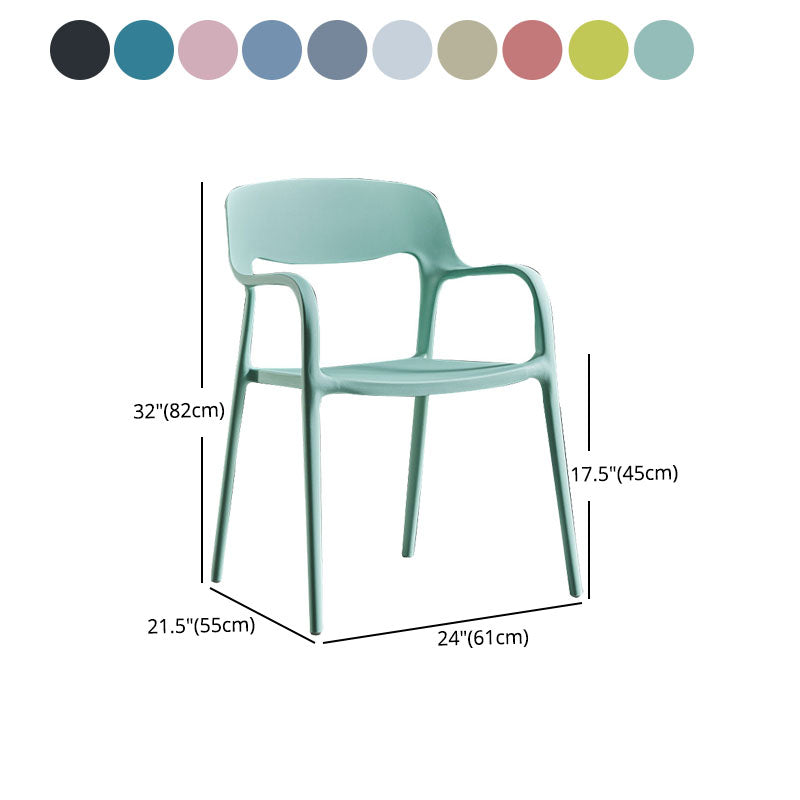 Modern Stackable Chair Dining Arm Open Back Chairs with Plastic Legs for Kitchen