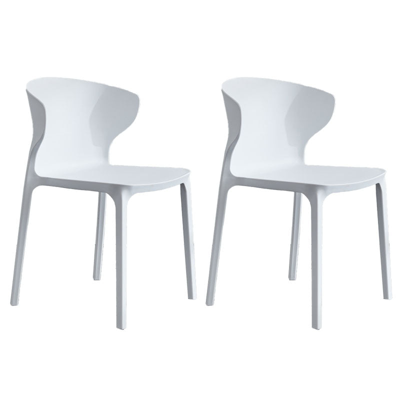 Contemporary Stacking Wingback Side Chair Matte Finish Plastic Dining Chair