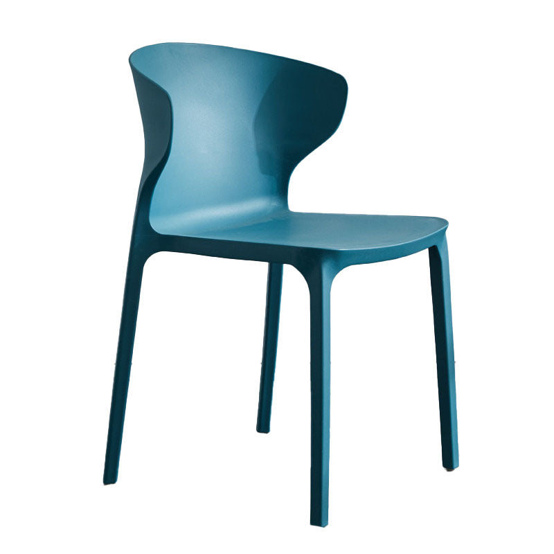 Contemporary Stacking Wingback Side Chair Matte Finish Plastic Dining Chair