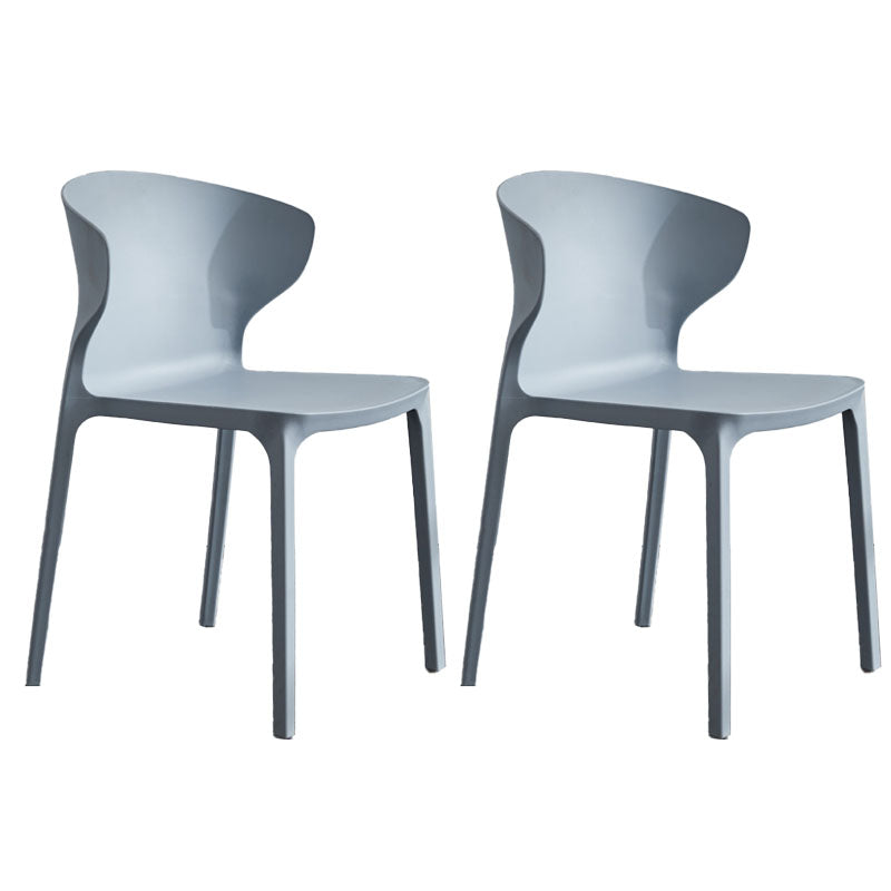 Contemporary Stacking Wingback Side Chair Matte Finish Plastic Dining Chair