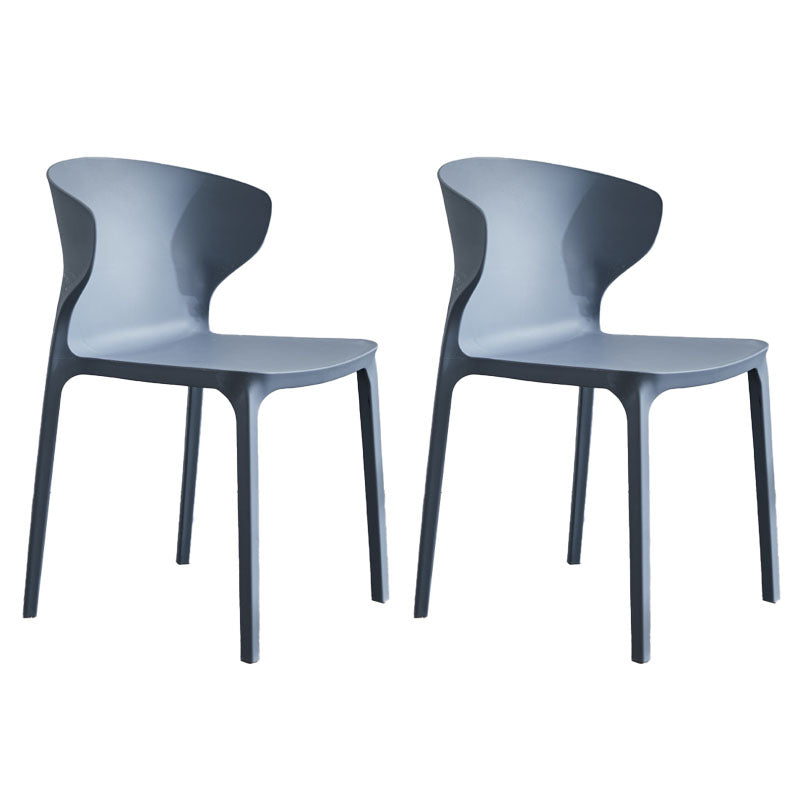 Contemporary Stacking Wingback Side Chair Matte Finish Plastic Dining Chair