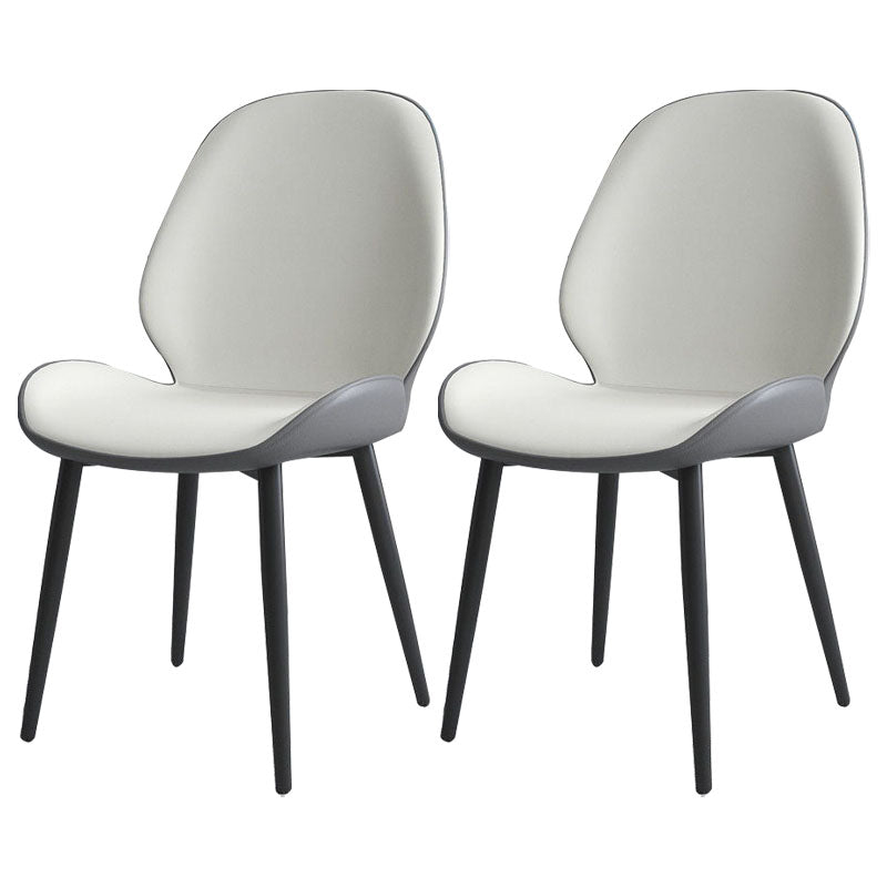 Contemporary Style Dining Chair Wingback Armless Chairs with Metal Legs for Kitchen