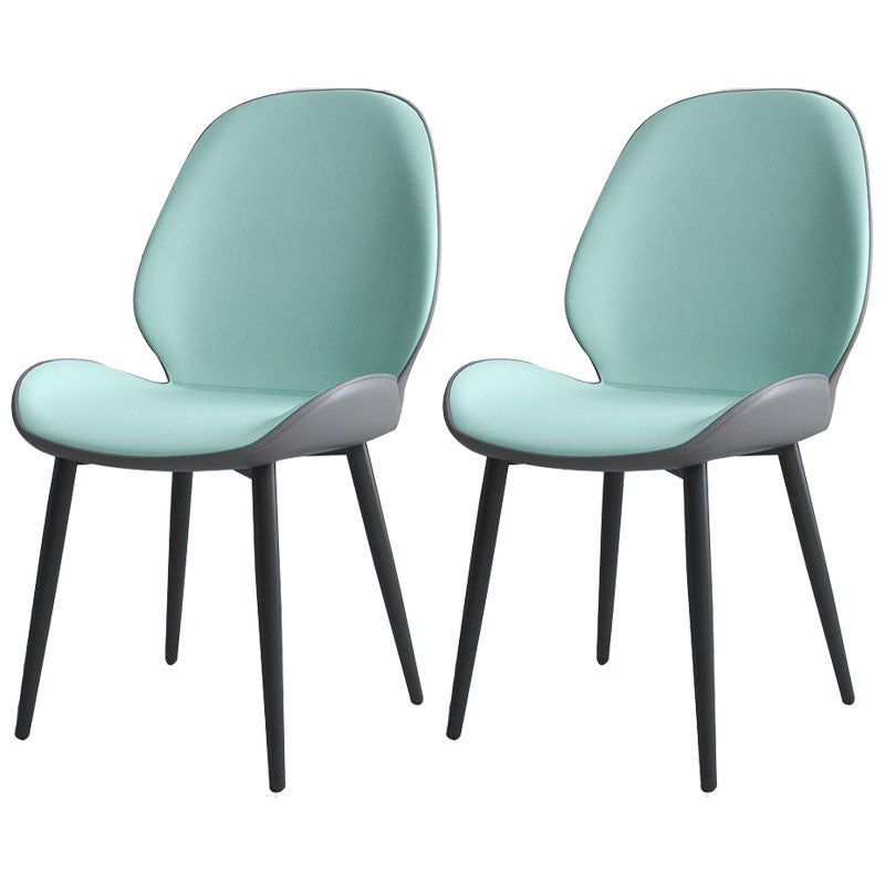 Contemporary Style Dining Chair Wingback Armless Chairs with Metal Legs for Kitchen