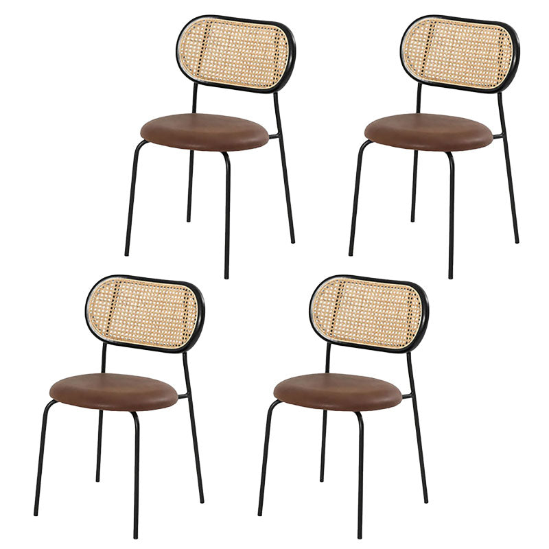 Industrial Style PU Leather Dining Chairs Open Back Dining Side Chair