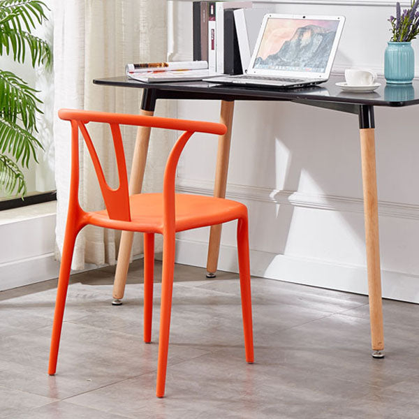 Modern Style Stackable Chair Dining Armless Chair with Plastic Legs for Kitchen