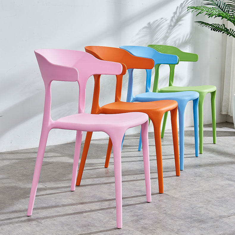 Contemporary Style Stackable Chairs Dining Armless Chairs with Plastic Legs for Kitchen