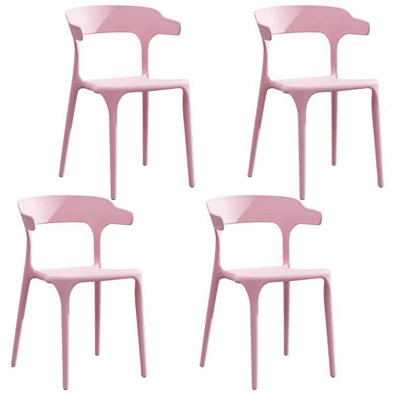 Contemporary Style Stackable Chairs Dining Armless Chairs with Plastic Legs for Kitchen