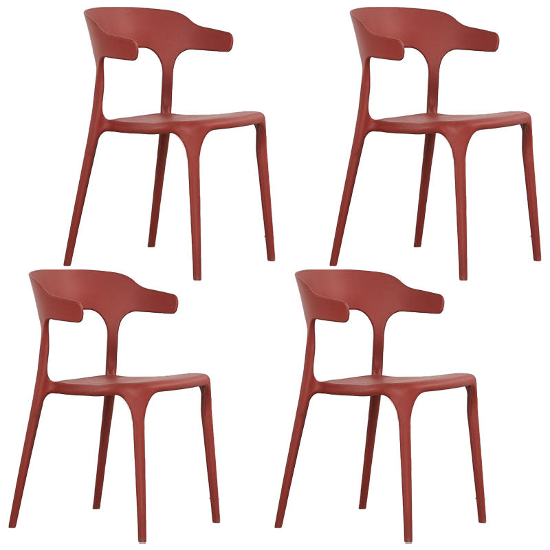 Contemporary Style Stackable Chairs Dining Armless Chairs with Plastic Legs for Kitchen