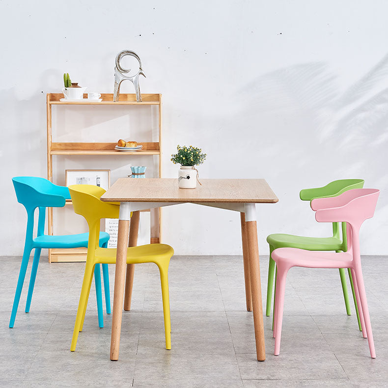 Contemporary Style Stackable Chairs Dining Armless Chairs with Plastic Legs for Kitchen