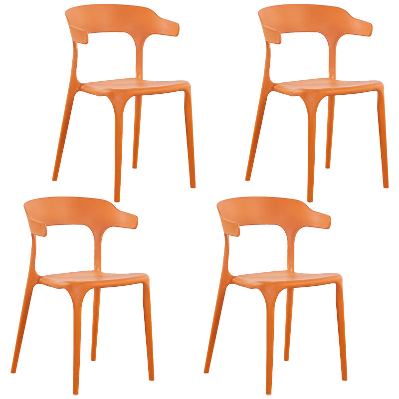 Contemporary Style Stackable Chairs Dining Armless Chairs with Plastic Legs for Kitchen